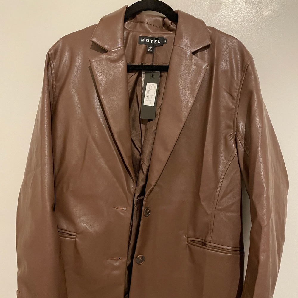Motel Rocks Brown Leather Blazer